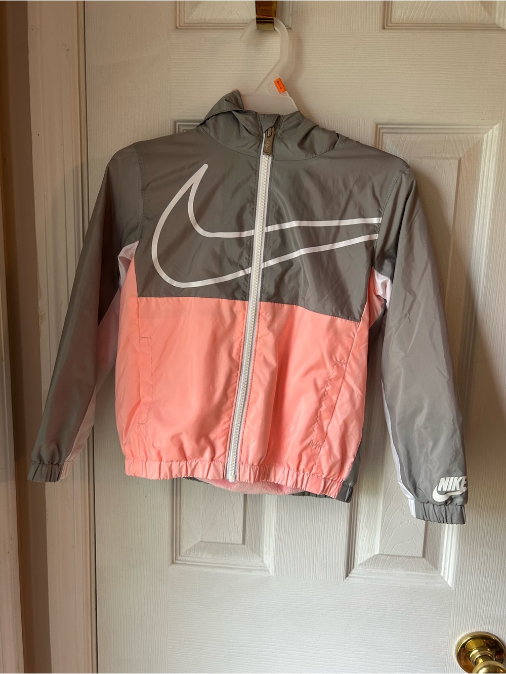 Nike Kids Colorblock Hooded Windbreaker Jacket - Pink & Gray